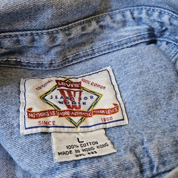 Levi's vintage women/men shirt, L pearl buttons light stone wash western rodeo - Picture 3 of 12